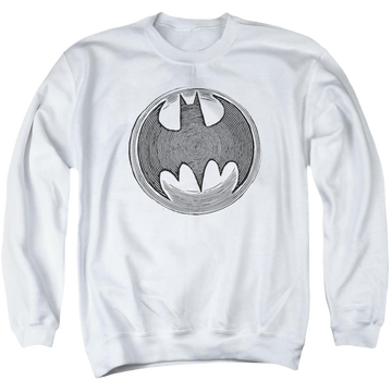 White men's crewneck sweatshirt with Batman Knight Knockout graphic