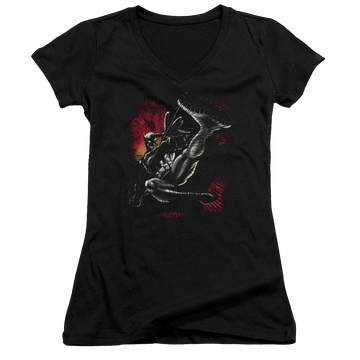 Batman Kick Swing - Juniors V-Neck T-Shirt Juniors V-Neck T-Shirt Batman   