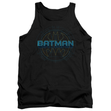 Black men's tank with Batman Bat Tech Logo graphic