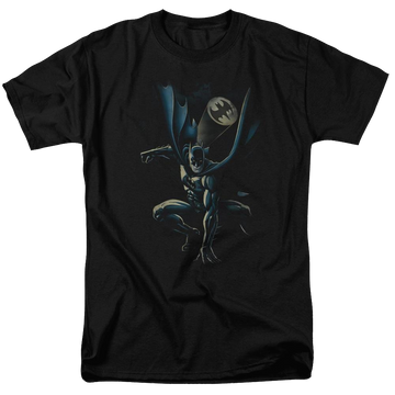 Black men's regular fit t-shirt with Batman Calling All Bats graphic