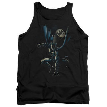 Black men's tank with Batman Calling All Bats graphic