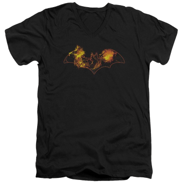 Black men's v-neck t-shirt with Batman Molten Logo graphic