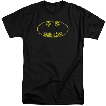 Black men's tall fit t-shirt with Batman Bats On Bats graphic