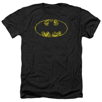 Charcoal men's heather t-shirt with Batman Bats On Bats graphic