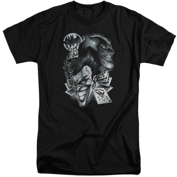 Black men's tall fit t-shirt with Batman Archenemies graphic