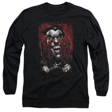 Black men's long sleeve t-shirt with Batman Blood In Hands graphic