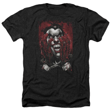 Charcoal men's heather t-shirt with Batman Blood In Hands graphic