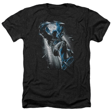 Charcoal men's heather t-shirt with Batman Bat Crash graphic