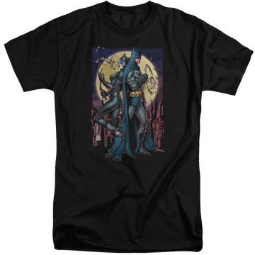 Black men's tall fit t-shirt with Batman Paint The Town Red graphic