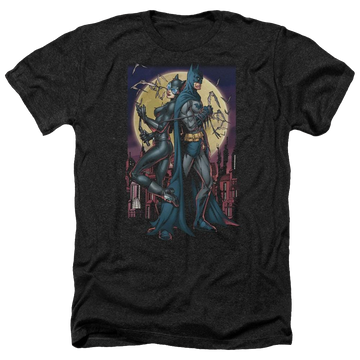 Charcoal men's heather t-shirt with Batman Paint The Town Red graphic