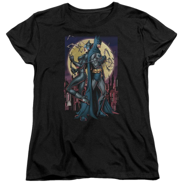 Black women's t-shirt with Batman Paint The Town Red graphic