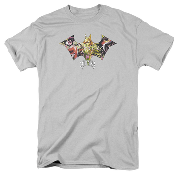 Silver men's regular fit t-shirt with Dc Batman Sirens Bat graphic