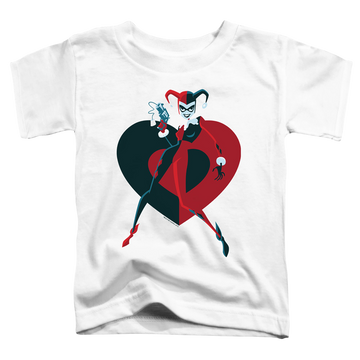 White toddler t-shirt with Harley Quinn Harley Heart graphic