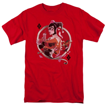 Red men's regular fit t-shirt with Harley Quinn Batman Harley Q graphic