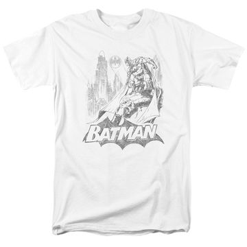 White men's regular fit t-shirt with Batman Bat Sketch graphic