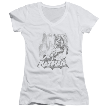 Batman Bat Sketch - Juniors V-Neck T-Shirt Juniors V-Neck T-Shirt Batman   