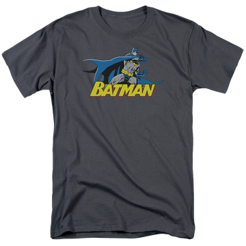 Charcoal men's regular fit t-shirt with Batman 8 Bit Cape graphic