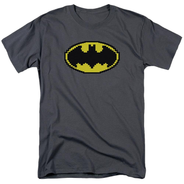 Charcoal men's regular fit t-shirt with Batman Pixel Symbol graphic
