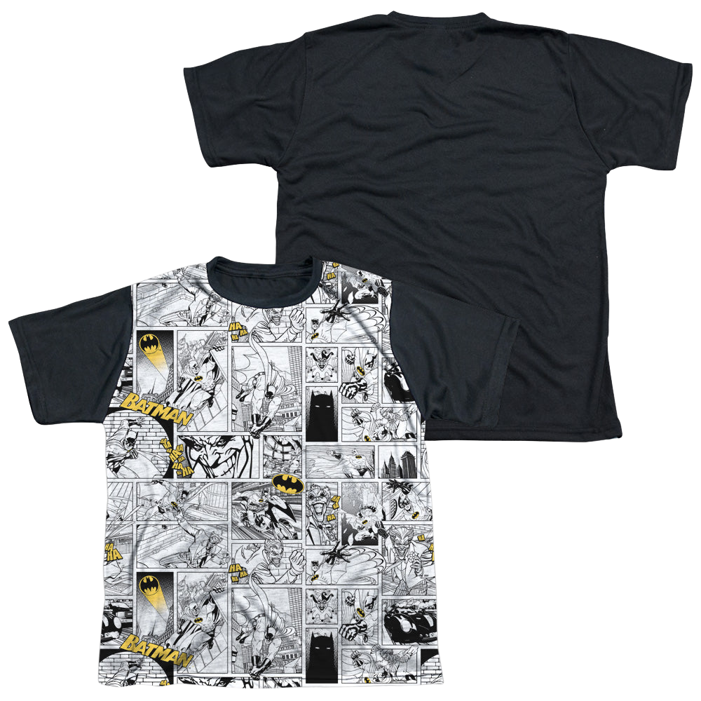 DC Batman Comic All Over - Youth Black Back T-Shirt Youth Black Back T-Shirt (Ages 8-12) Batman   