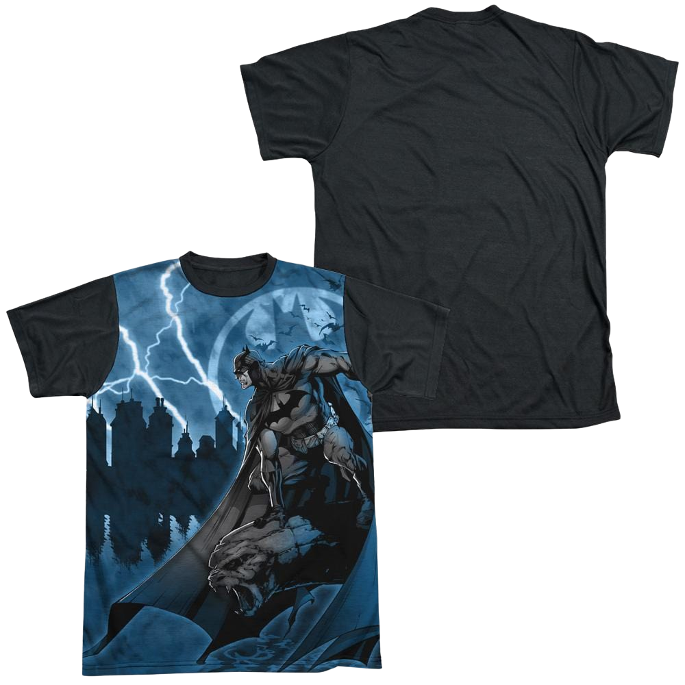 Batman Lightning Strikes - Men's Black Back T-Shirt Men's Black Back T-Shirt Batman   