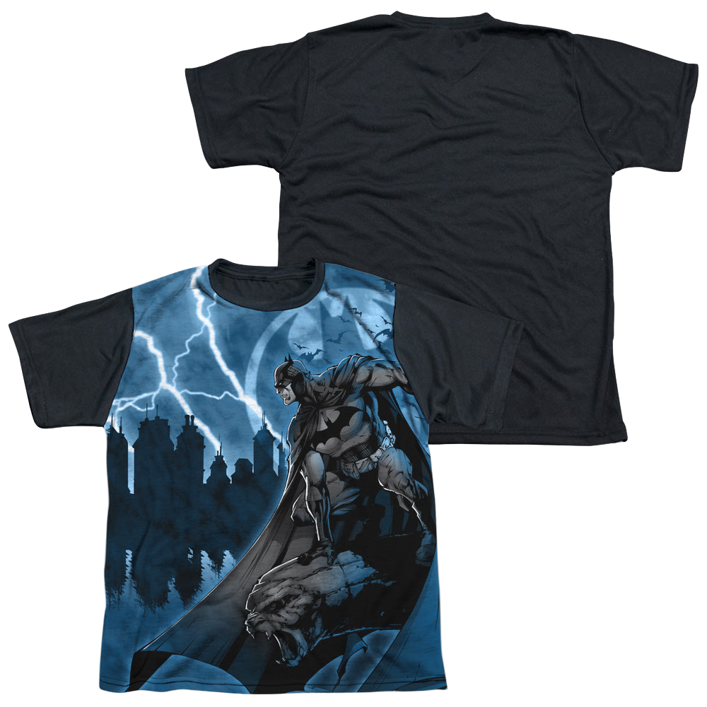 DC Batman Lightning Strikes - Youth Black Back T-Shirt Youth Black Back T-Shirt (Ages 8-12) Batman   