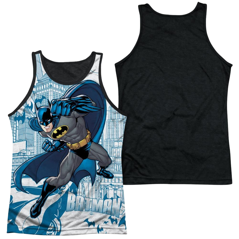 Batman Skyline All Over Men's Black Back Tank Men's Black Back Tank Batman   