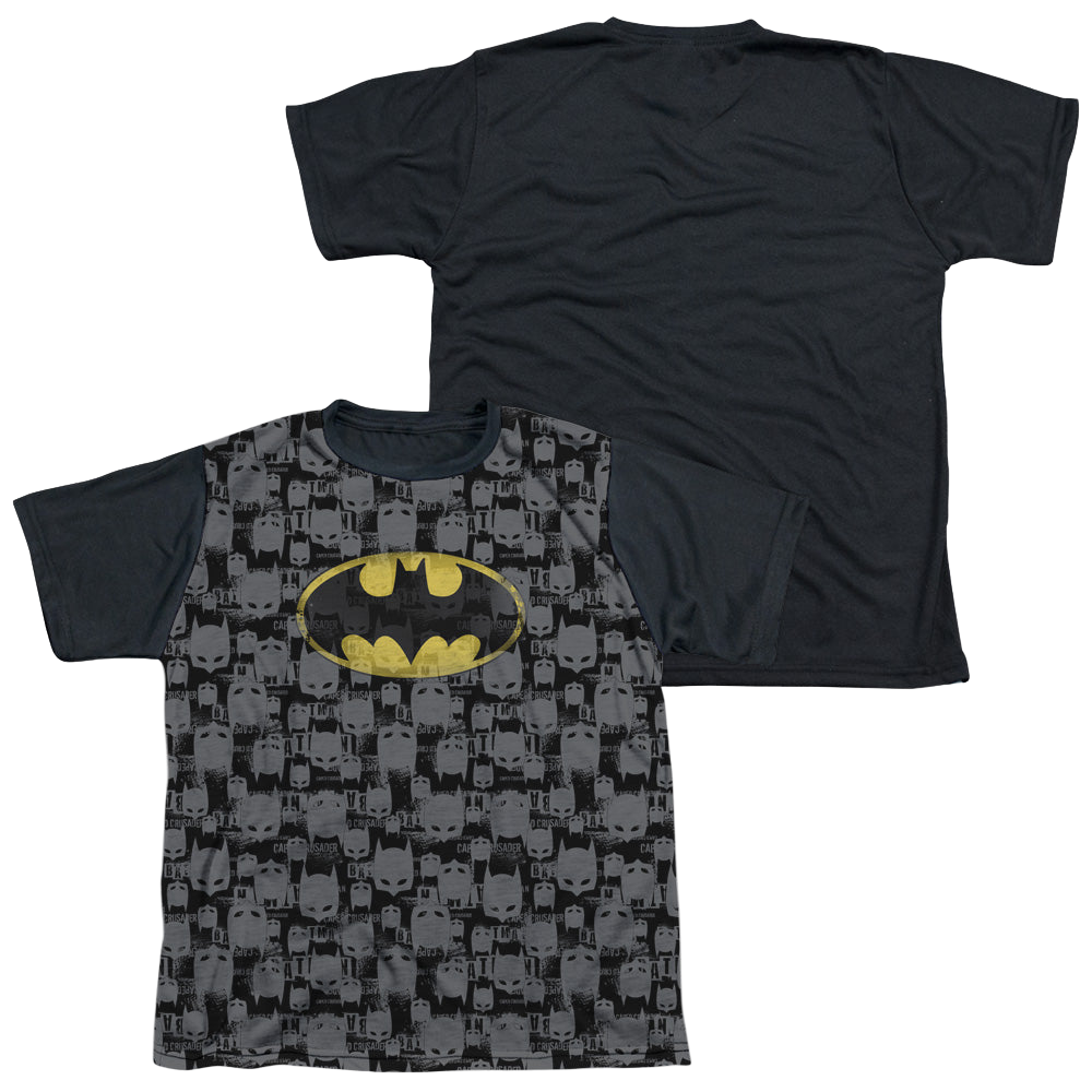 DC Batman Caped Crusader Repeat - Youth Black Back T-Shirt Youth Black Back T-Shirt (Ages 8-12) Batman   