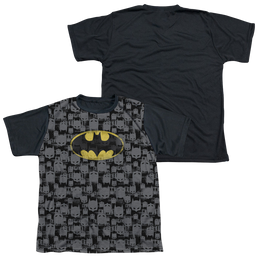 DC Batman Caped Crusader Repeat - Youth Black Back T-Shirt Youth Black Back T-Shirt (Ages 8-12) Batman   