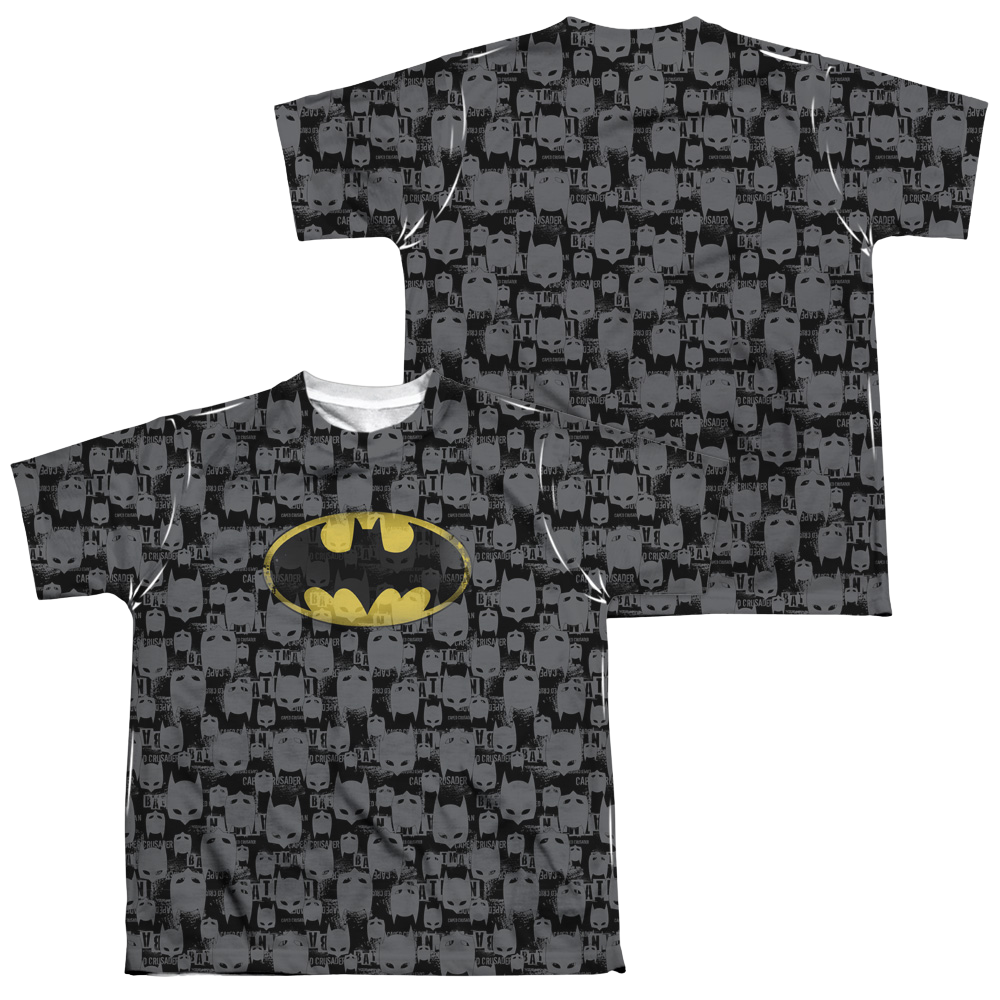 DC Batman Caped Crusader Repeat - Youth All-Over Print T-Shirt Youth All-Over Print T-Shirt (Ages 8-12) Batman   