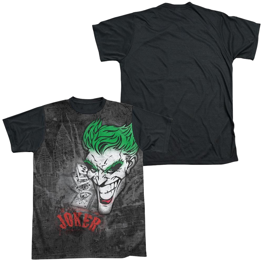 Batman Joker Sprays The City - Men's Black Back T-Shirt Men's Black Back T-Shirt Joker   