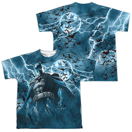 DC Batman Stormy Knight (Front/Back Print) - Youth All-Over Print T-Shirt Youth All-Over Print T-Shirt (Ages 8-12) Batman   