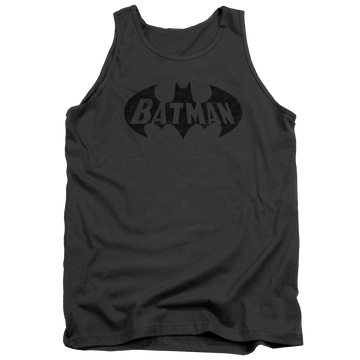 Charcoal men's tank with Batman Crackle Bat graphic