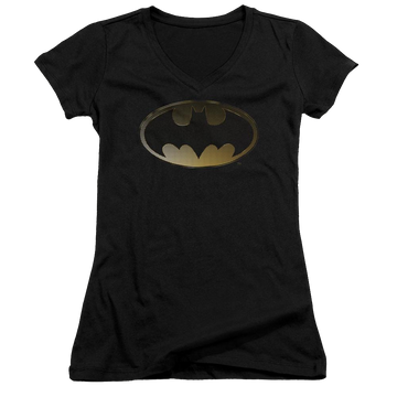Batman Halftone Bat - Juniors V-Neck T-Shirt Juniors V-Neck T-Shirt Batman   