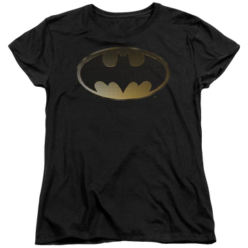 Black women's t-shirt with Batman Halftone Bat graphic