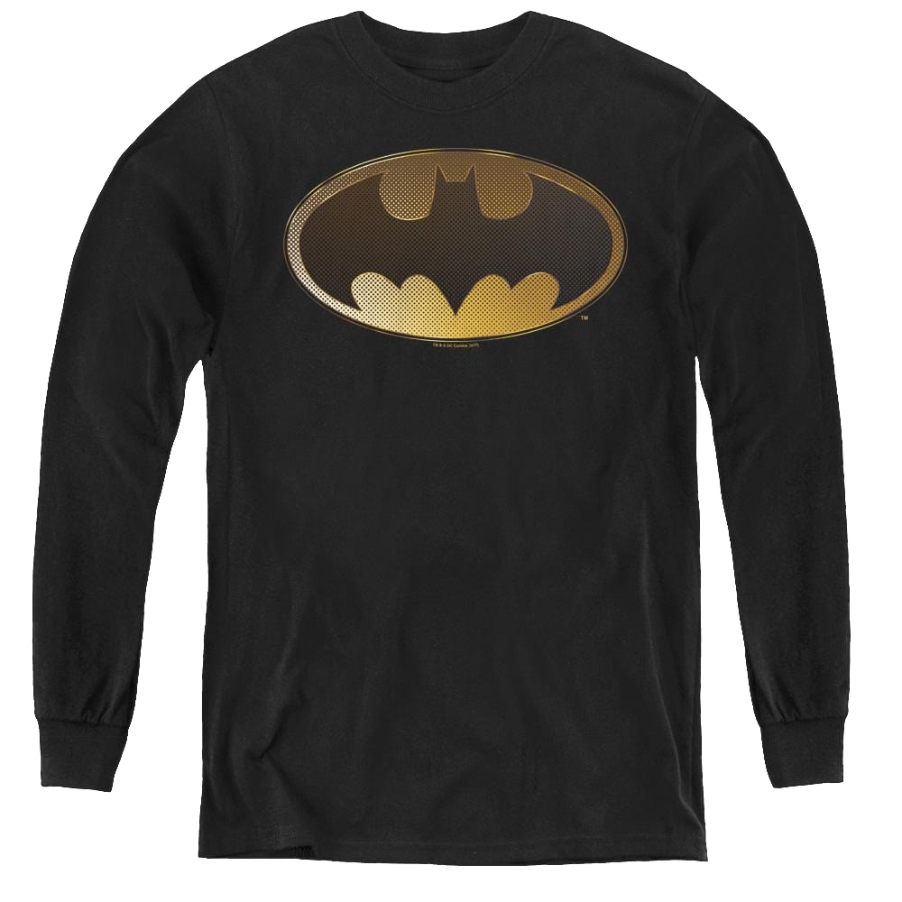 Dc Batman Halftone Bat - Youth Long Sleeve T-Shirt Youth Long Sleeve T-Shirt Batman   