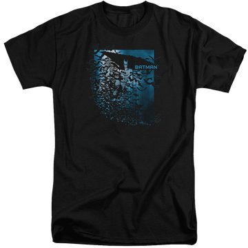 Black men's tall fit t-shirt with Batman Bat Among Bats graphic