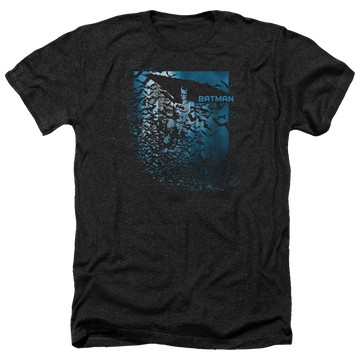 Charcoal men's heather t-shirt with Batman Bat Among Bats graphic