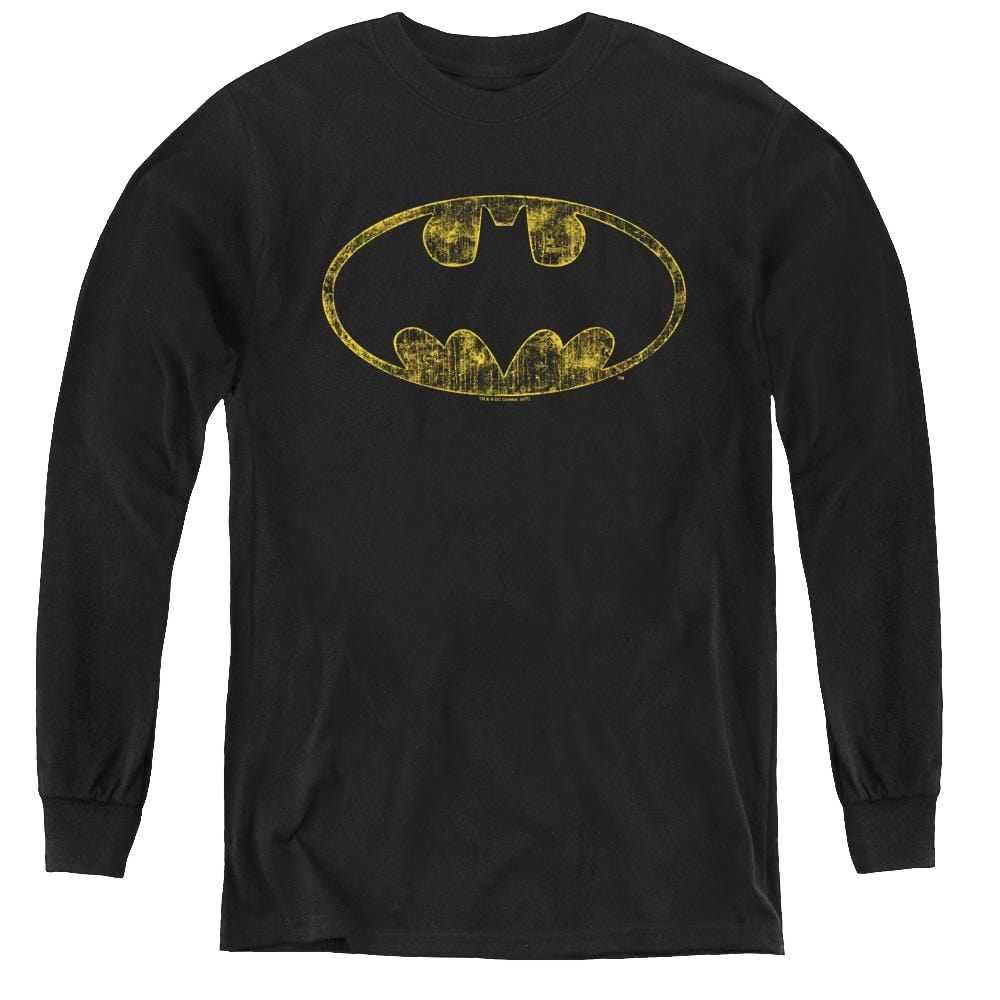 Dc Batman Tattered Logo - Youth Long Sleeve T-Shirt Youth Long Sleeve T-Shirt Batman   