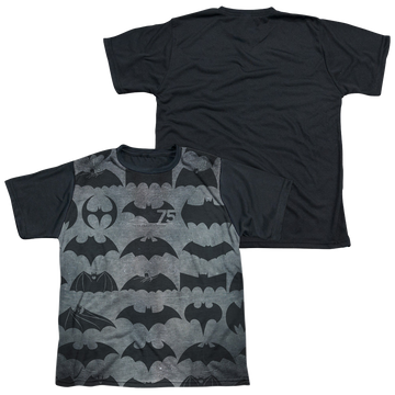 DC Batman 75 Symbols - Youth Black Back T-Shirt Youth Black Back T-Shirt (Ages 8-12) Batman   