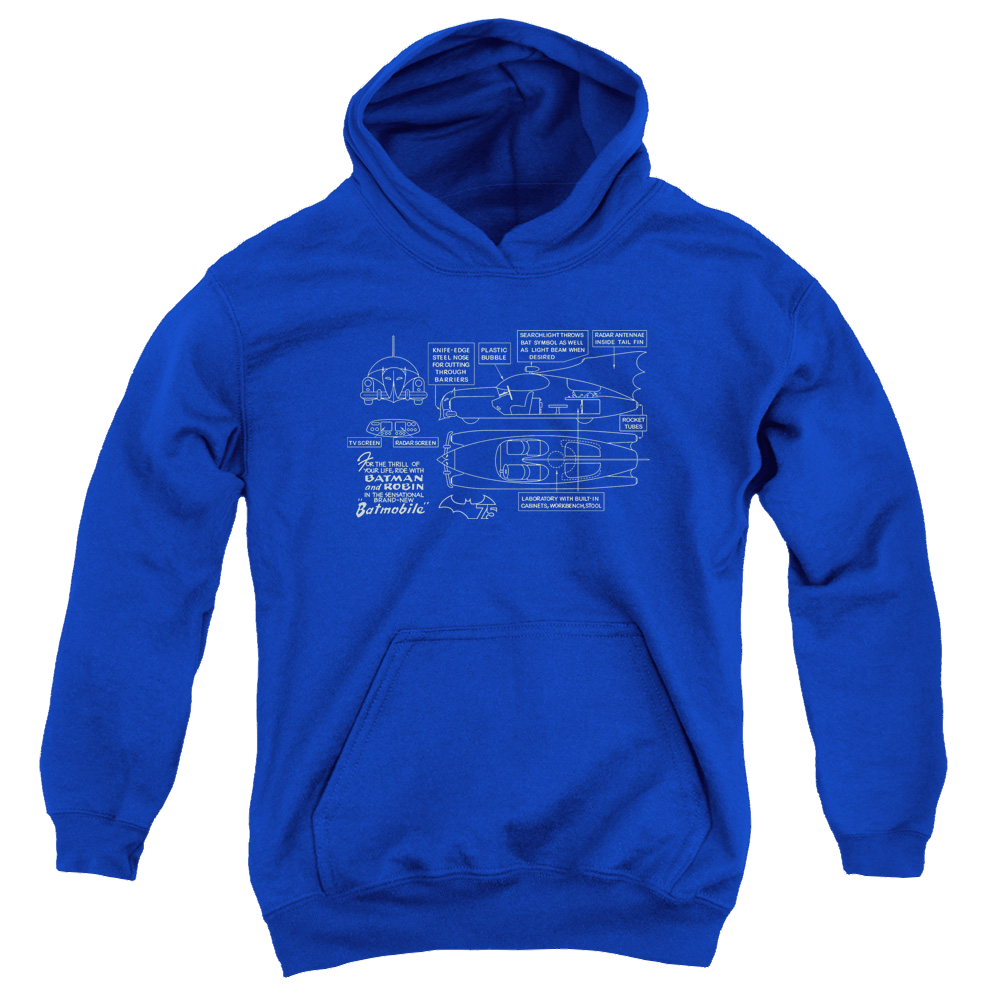 DC Batman Batmobile - Youth Hoodie Youth Hoodie (Ages 8-12) Batman   