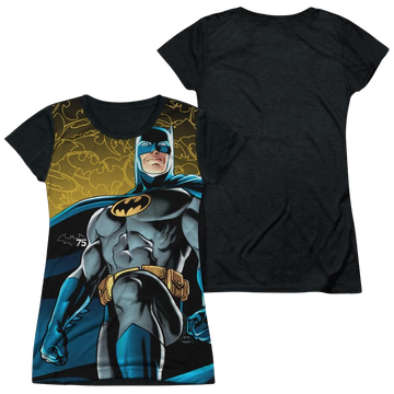 Batman 75 Glow - Juniors Black Back T-Shirt Juniors Black Back T-Shirt Batman   