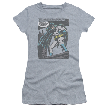 Athletic heather juniors t-shirt with Batman Bat Origins graphic