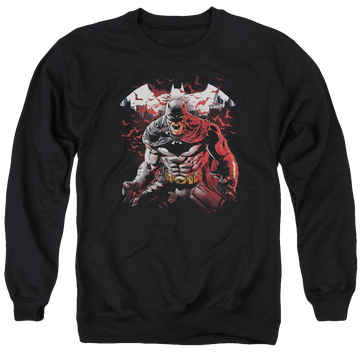 Black men's crewneck sweatshirt with Batman Raging Bat graphic