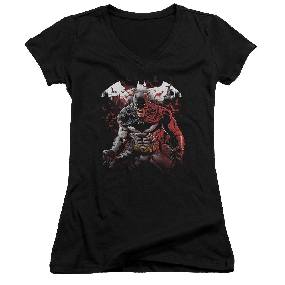 Batman Raging Bat - Juniors V-Neck T-Shirt Juniors V-Neck T-Shirt Batman   