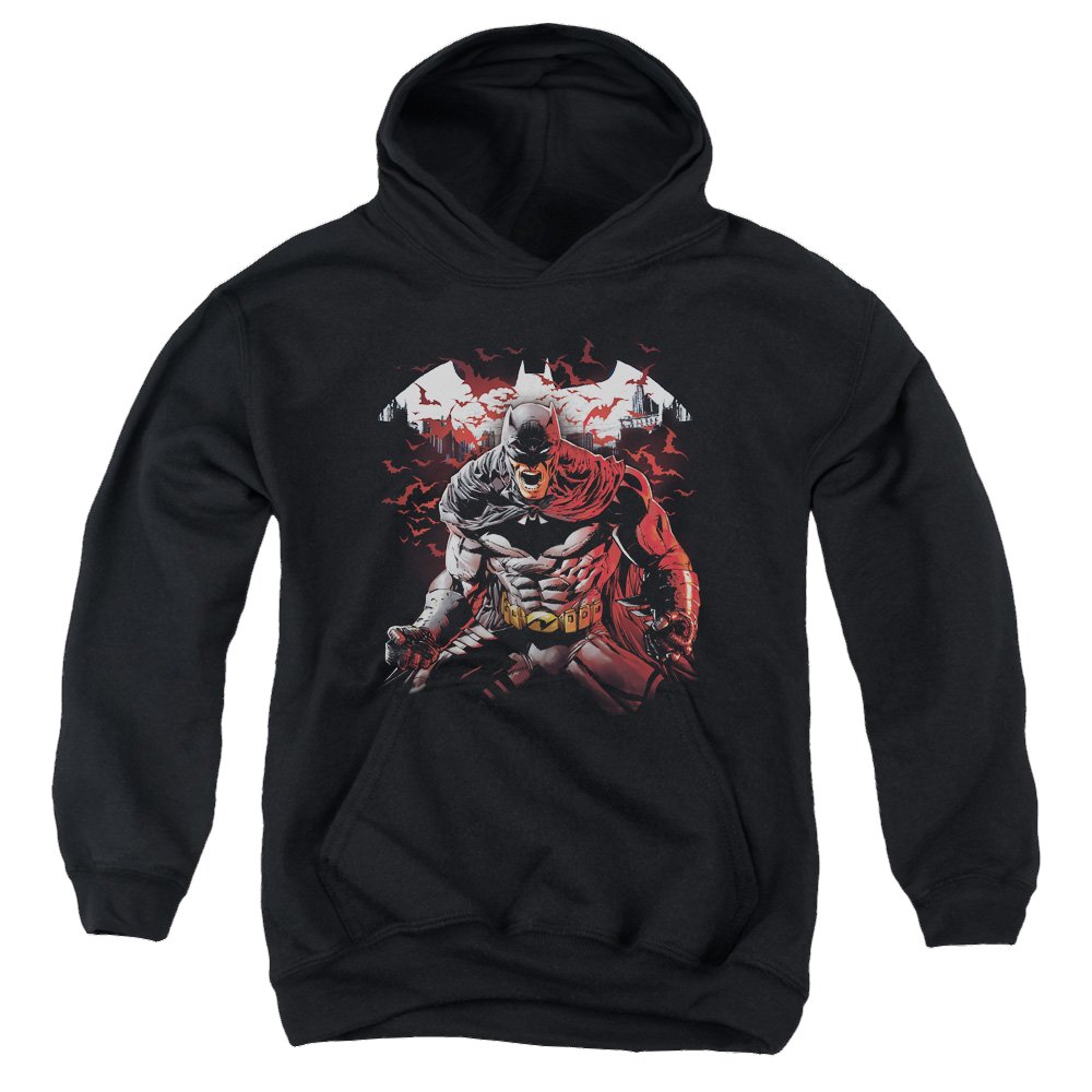DC Batman Raging Bat - Youth Hoodie Youth Hoodie (Ages 8-12) Batman   