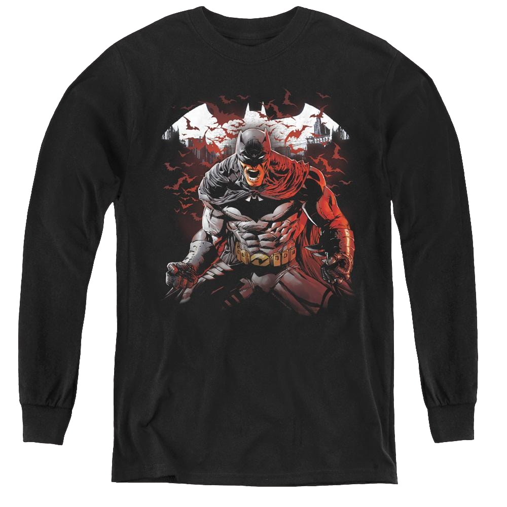 Dc Batman Raging Bat - Youth Long Sleeve T-Shirt Youth Long Sleeve T-Shirt Batman   