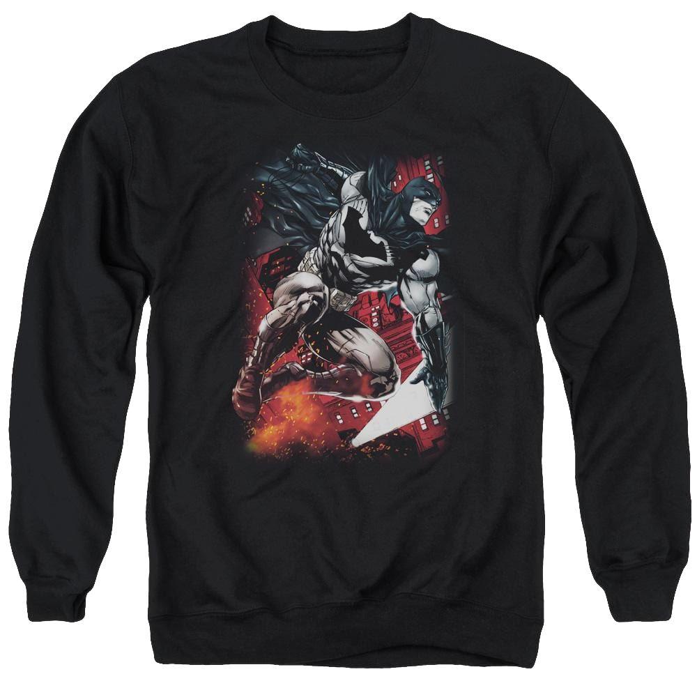 Batman Sparks Leap - Men's Crewneck Sweatshirt Men's Crewneck Sweatshirt Batman   