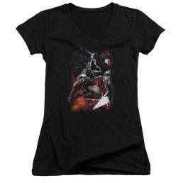 Batman Sparks Leap - Juniors V-Neck T-Shirt Juniors V-Neck T-Shirt Batman   