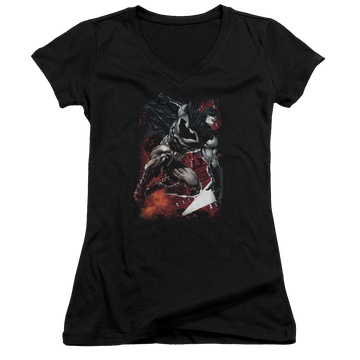 Batman Sparks Leap - Juniors V-Neck T-Shirt Juniors V-Neck T-Shirt Batman   