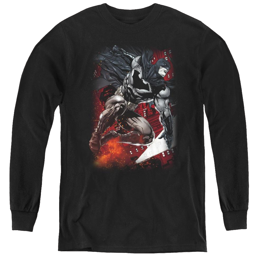 Dc Batman Sparks Leap - Youth Long Sleeve T-Shirt Youth Long Sleeve T-Shirt Batman   